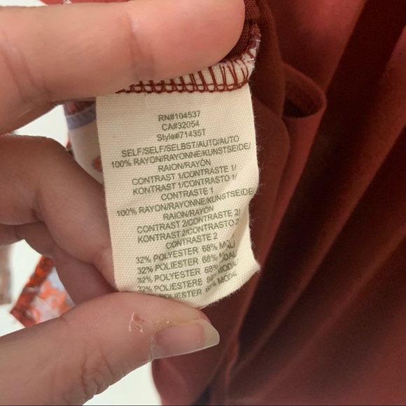 Anthro Tiny | Red Paisley Long Sleeve Blouse - Picture 9 of 9